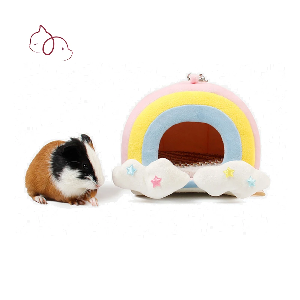 Rainbow Hamster Cotton House Small Pet Winter Plush Nest Hedgehog Sugar Aliante Fancy Mouse Hanging Cage House Accessori