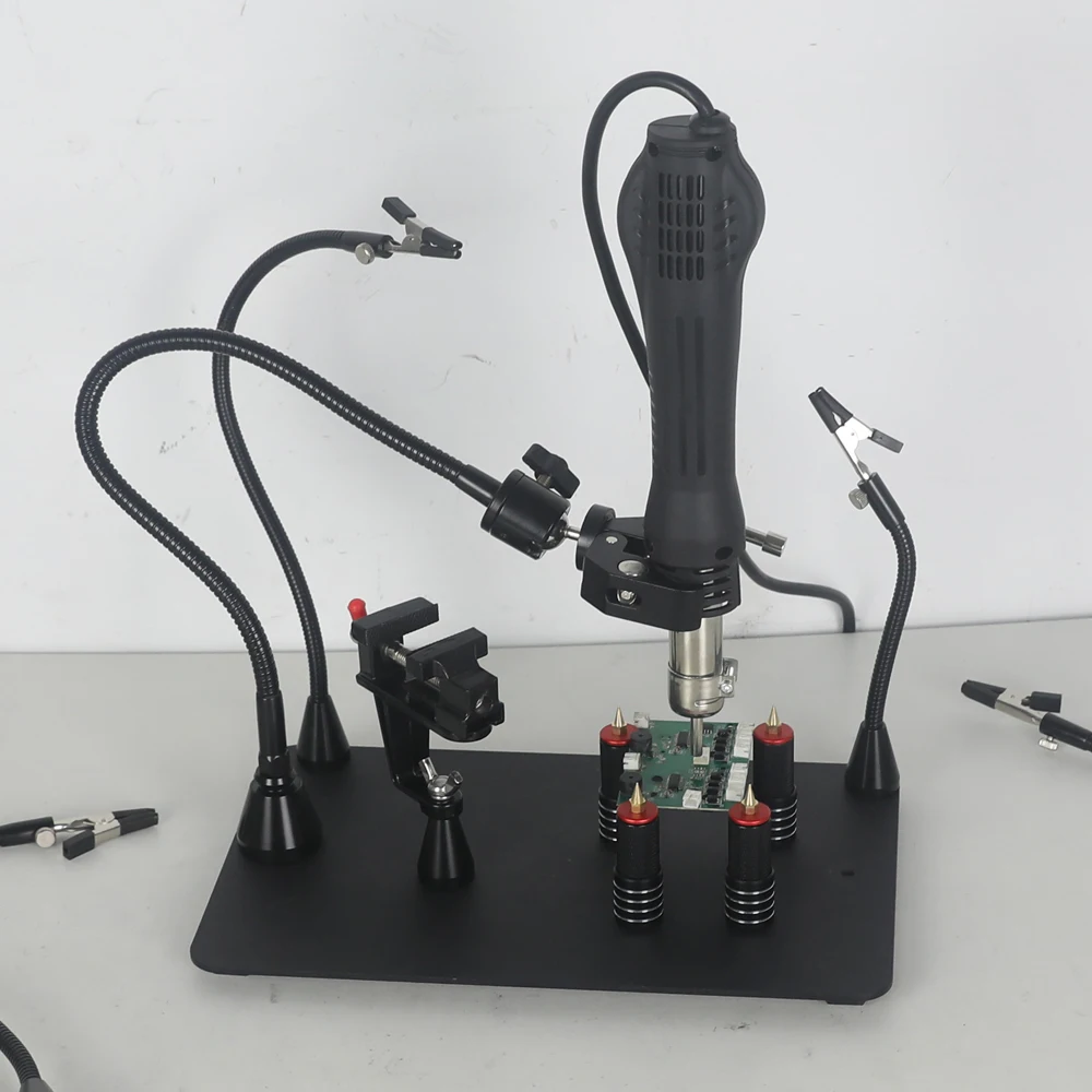 NEWACALOX Magnetic Base Flexible Welding Third Hand Heat Gun Holder PCB Repair Clip Heavy Duty Soldering Maintenance Workbench 5