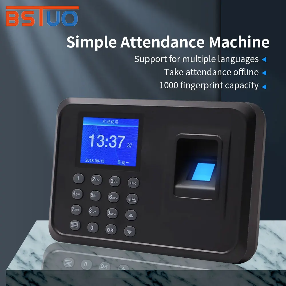 Biometric Fingerprint Time Attendance Machine Employee Recognition Device Electronic Staff Worker Check in Record Clock Recorder