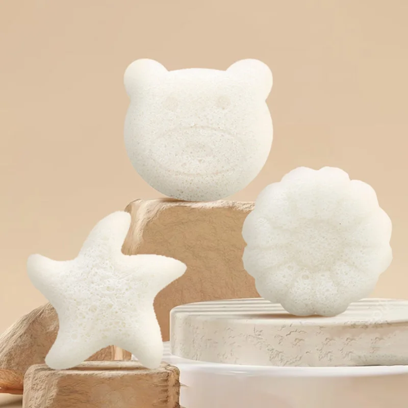 Baby Shower Sponge Natural Plants Konjac Newborn Face Washing Bath Rubbing Sponge Multifunctional Kids Cleaning Bath Accessories