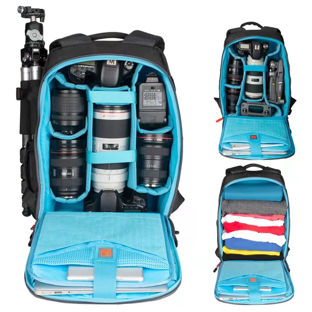 Large Capacity Camera Backpack Waterproof Camera Bag With 13.2" Laptop