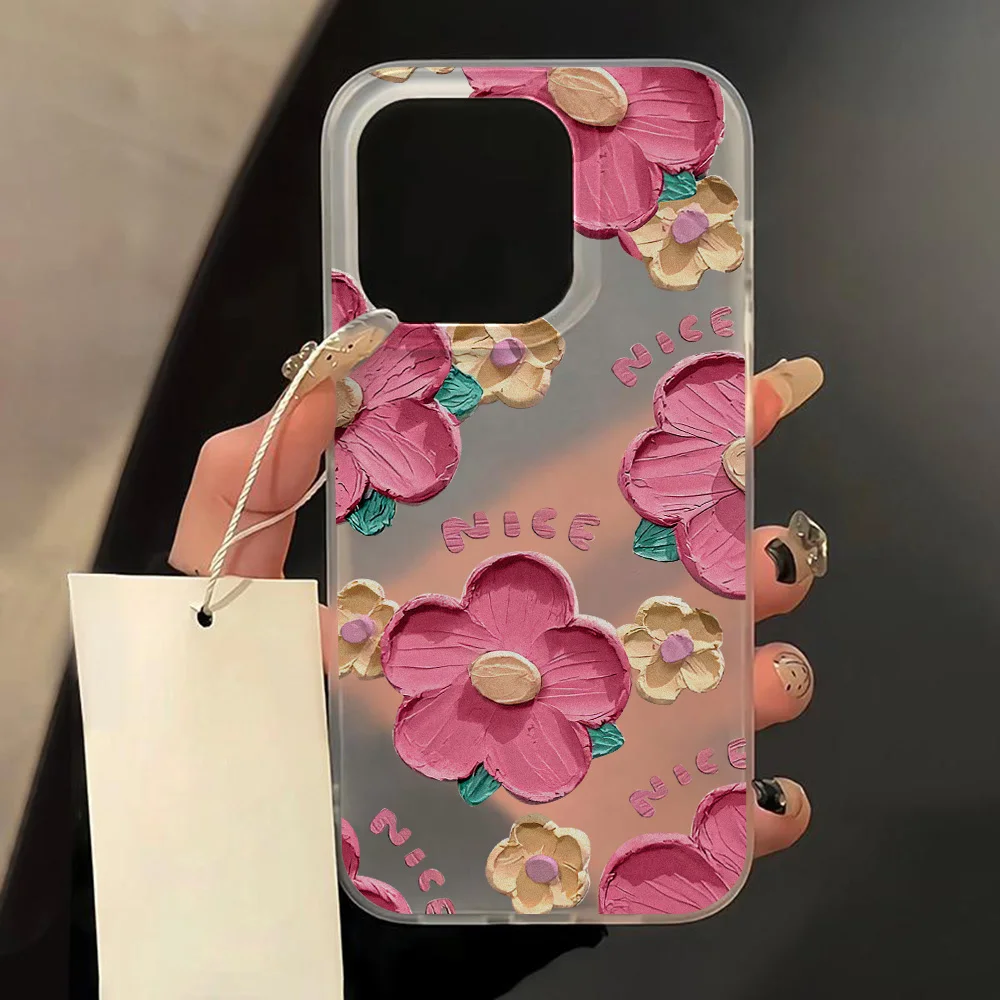 รูปสินค้า เคสซิลิโคนกันกระแทก ลายดอกไม้ ใส สำหรับ iPhone ทุกรุ่น