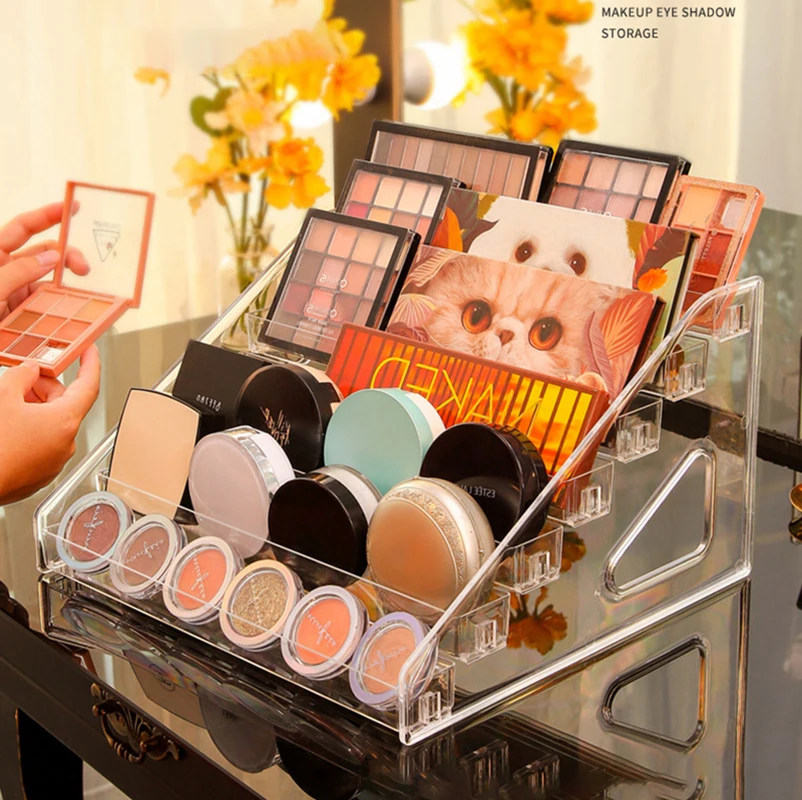 

Акриловый Органайзер для макияжа, органайзер для хранения лака для ногтей, помада витрина для теней для век, органайзер для румян для макияжа, органайзер для косметики