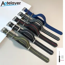 20mm 22mm Elastic Strap French Troops Parachute Bag Watchband  Zulu Elastic Nylon Belt Watch Strap Bracelet Military Watch Band