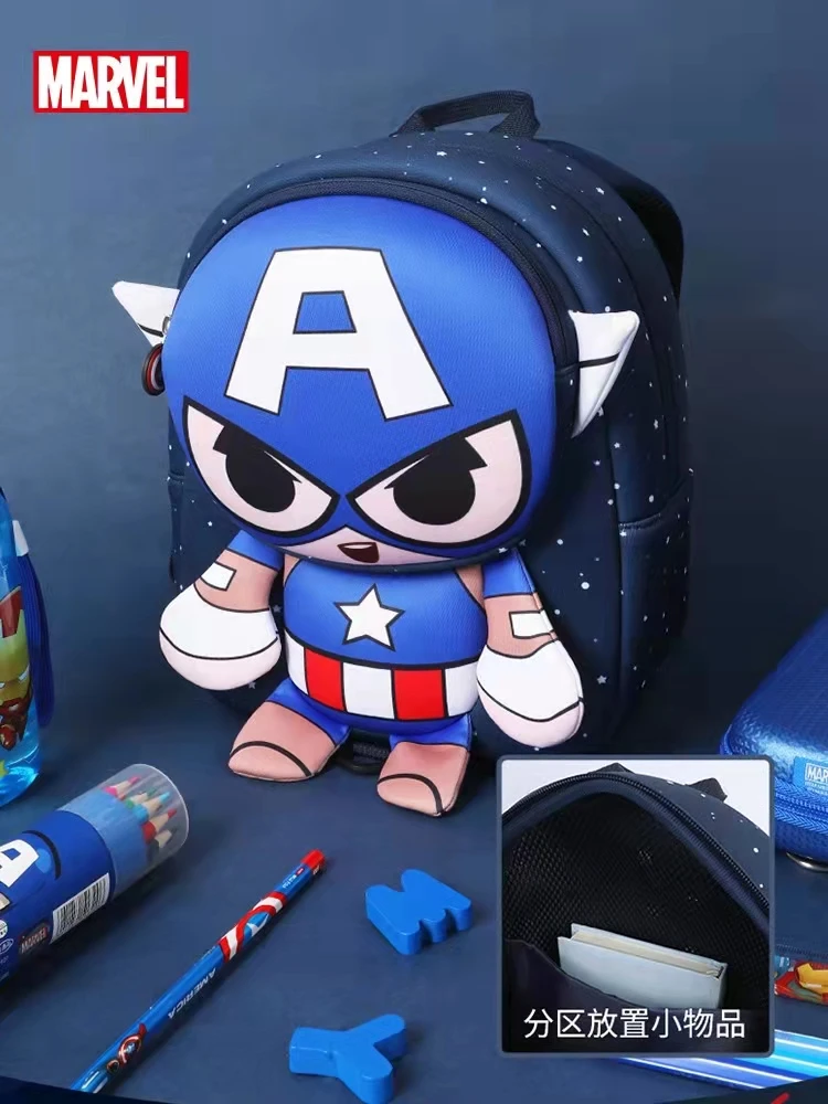 2022 Disney New Kindergarten Bag For Boys Spider Iron Man Captain America Primary School Student Shoulder Orthopedic Backpack