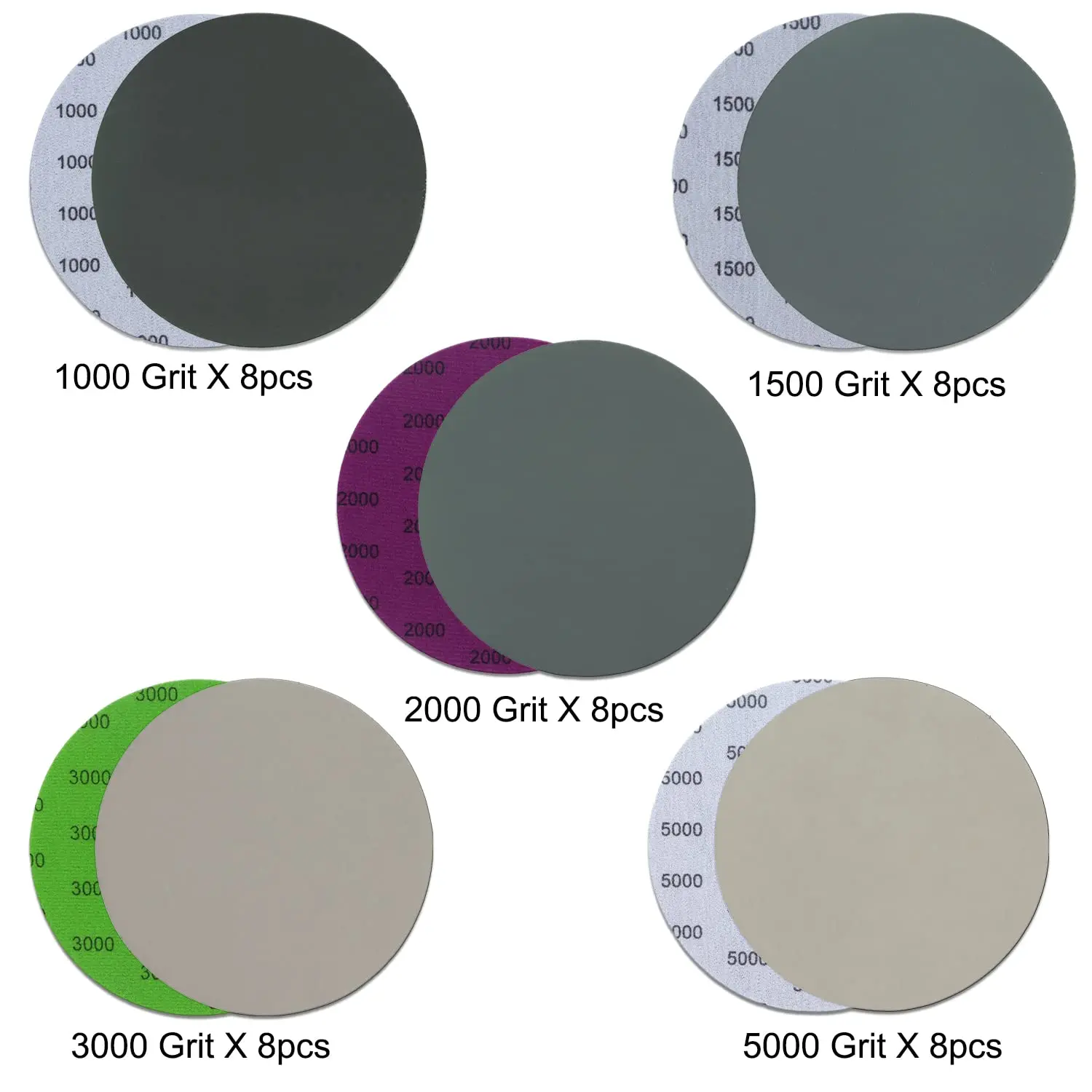Wet Dry Sanding Discs 41 Pcs sanding discs sandpaper set polish sand paper 6 Inch (150mm）Assorted Grit with Interface Pad High Performance Waterproof Hook & Loop Sandpaper