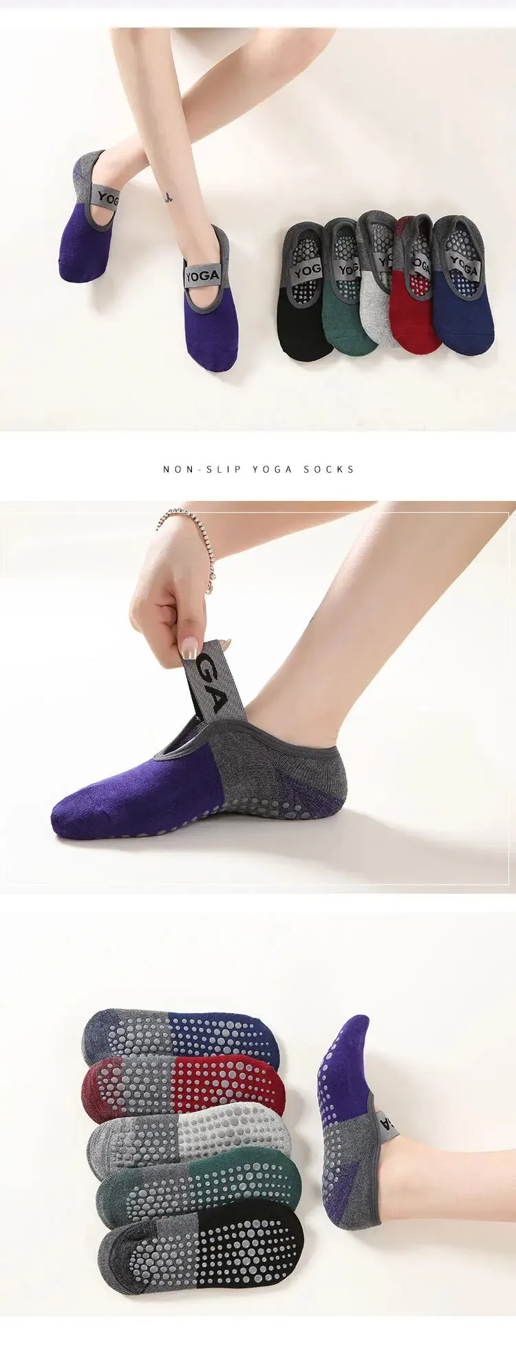 Professional Anti-Slip Yoga Socks Backless Bandage Pilates Socks Fitness Slipper Cotton Sports Socks