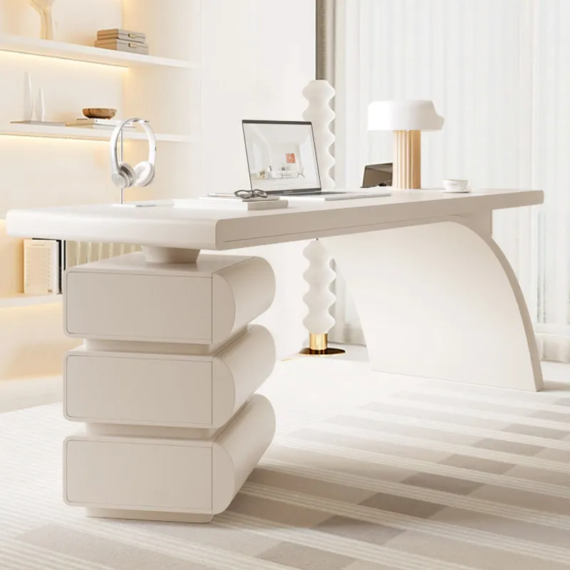 French Luxury Cream Style Computer Desk Modern Simple Bedroom Office Desk Designer Solid Wood Office Furniture Escritorios FYDD