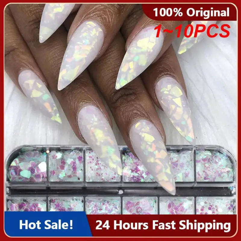 1 ~ 10 Pezzi Griglie Unghie Iridescenti Aurora Glitter Crystal Fire Flakes Holographic Sparkle Paillettes Charms Gel Polish Manicure Flash