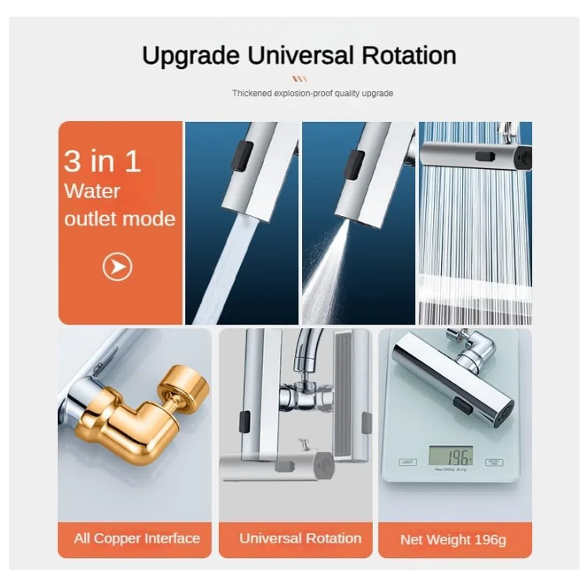 Kitchen Faucet Splash Protector Waterfall Water Outlet Universal Rotary Bubbler Booster Extension Water Nozzle Universal Joint faucet aerator faucet extender faucet extension tube faucet extension
