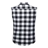Summer Men's Sleeveless Loose Turn-down Collar Vest Shirts Casual Single-breasted Plaid Printed Shirt Plus Size Tank Tops#g3 - Image 5