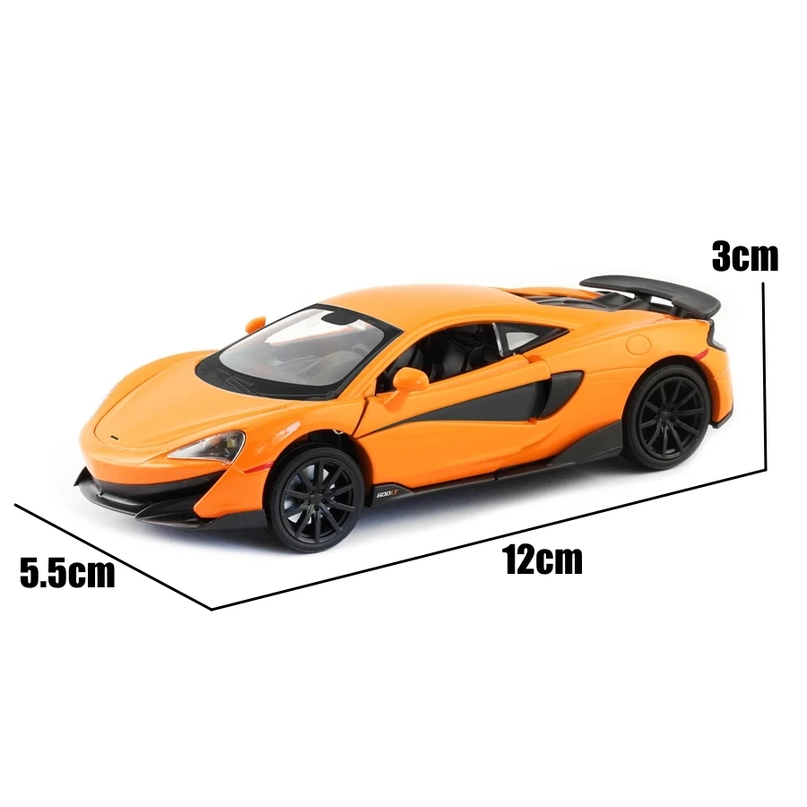 1/36 McLaren 600LT Toy Car For Children RMZ City Diecast Miniature Vehicle Model Super Pull Back Car Collection Gift for Boys 6