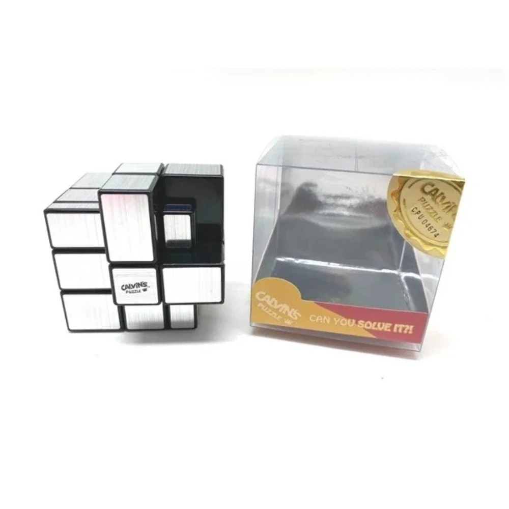 New 3x3 Mirror Cube Calvin's Puzzle Magic Cube Gray Mirror Illusion Siamese II Black Body in Small Clear Box Cast Coated Toys