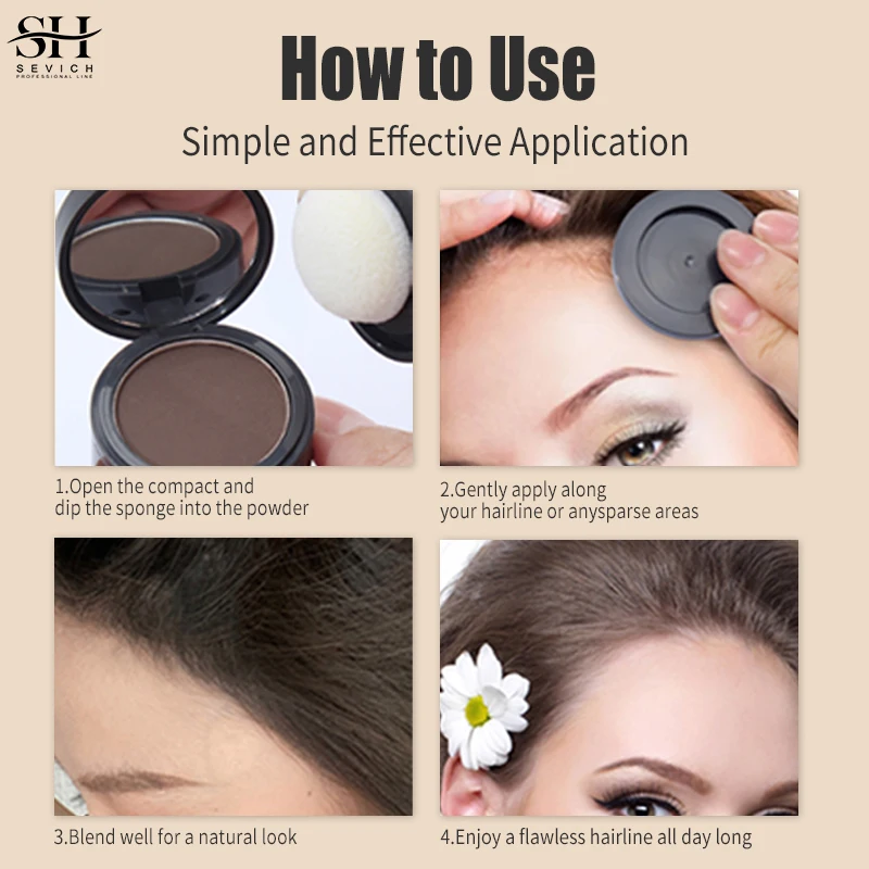 Sevich Hairline Powder Instantly Conceals Hair Loss Root Touch Up Powder Hair Loss Cover Up Shadow Black Fibers hair building powder hair building fibers hair coloring product