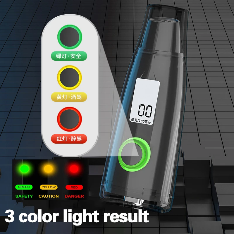 

Breath Alcohol Tester Professional With LCD Screen High Accuracy Portable Breathalyzer Digital Alcohol Detector USB Charge