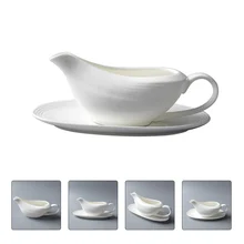 

1 Set Handle Dripless Lip Spice Flavor Gravy Boat Dish Salt Sauce Canister