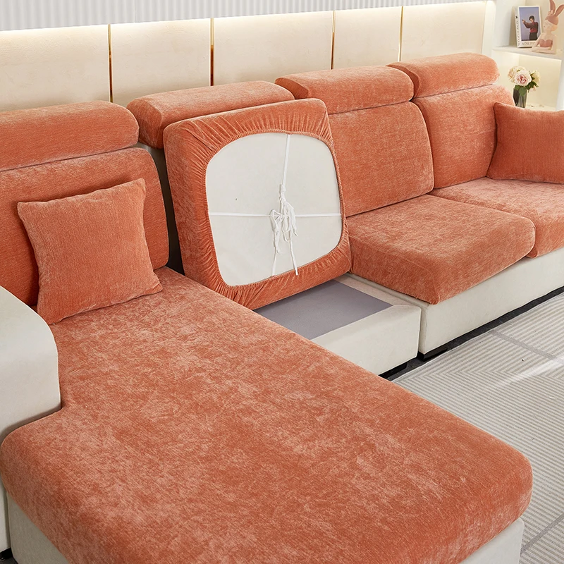High elasticity Chenille sofa cover, monochrome sofa cushion cover, all-season universal, easy to install 6