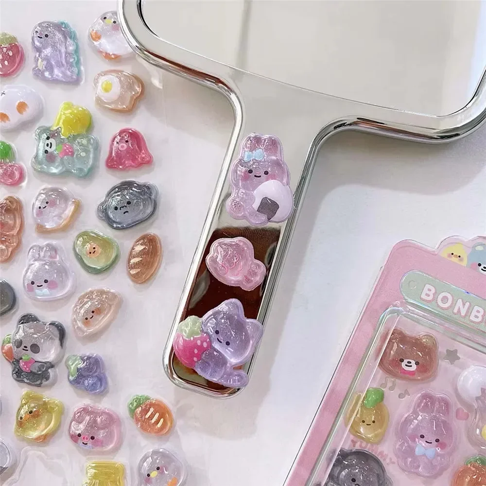 Candy Stickers 3D Embossed Pink Scrapbook Ghost Rabbit Water Drops Diy Journal Stickers Decor 1pc cartoon stickers decorative stickers self adhesive stickers stationery stickers paper stickers adhesive stickers decorative labels stickers cartoon sticker handbook stickers diy scrapbooking accessories