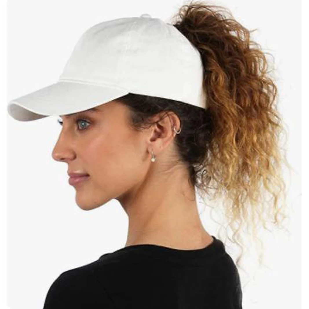 Pure Color High Ponytail Baseball Cap for Women Girls Sport