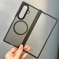 Slim Matte Transparent Magnetic Shockproof Case with Wireless Charging Support - Galaxy Z Fold 8 (Matte Black)