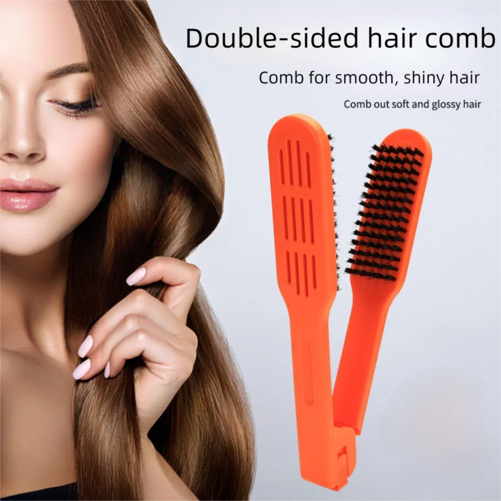 Multifunctional Double Sided V Brush Anti-Static Hair Straightener Hairdressing Clamp Comb Durable Hair Care Straightening Comb