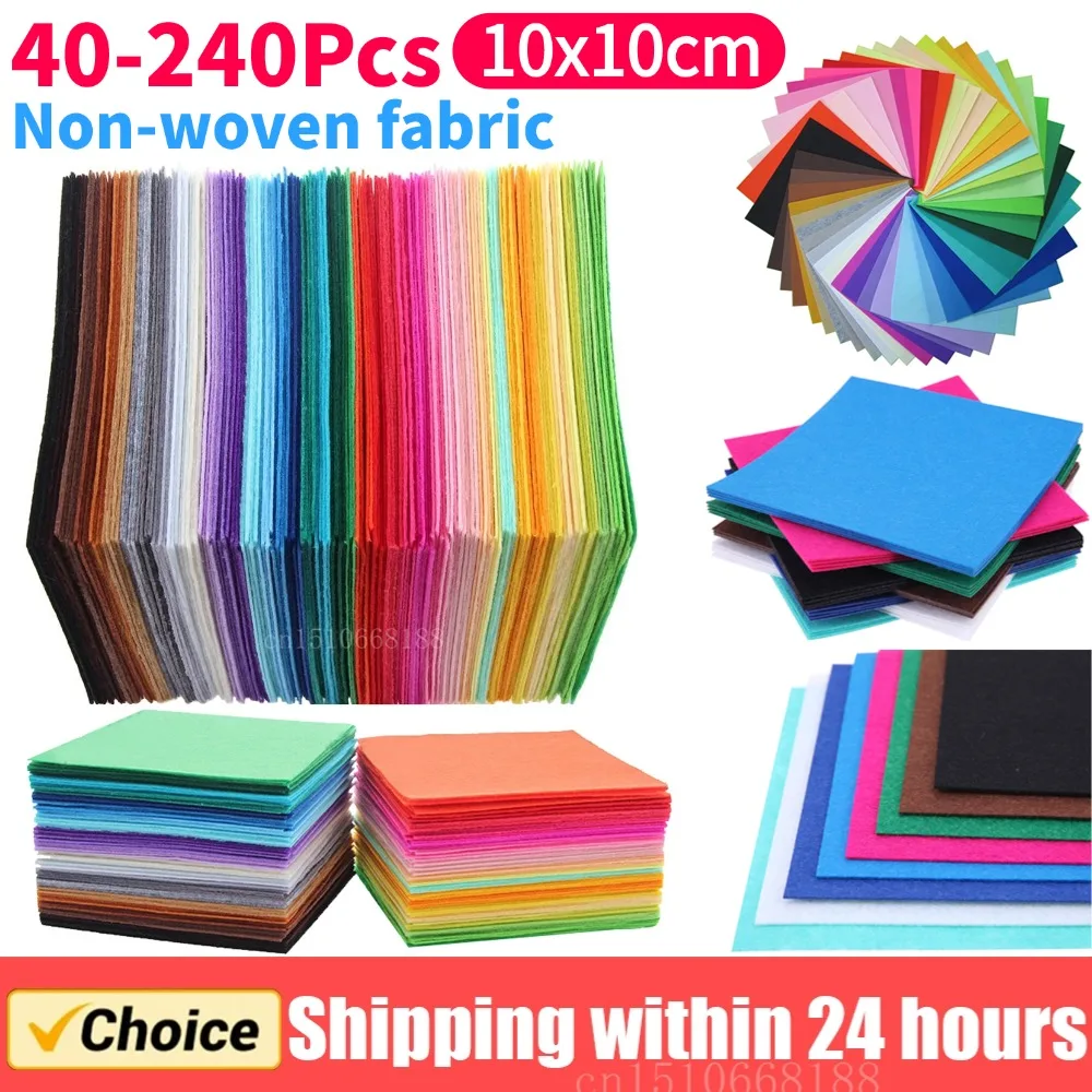 40-240Pcs Colorful Felt Fabric Sheet Squares 1mm Thick Non Woven Fabric Handicraft Durable Handmade Fabrib Sewing DIY Craft