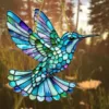 Acrylic Blue Hummingbird Pendant Crafts Decoration Gift Window Hanging 2d Glass Bead Garland With Tassels Home Decorations 3