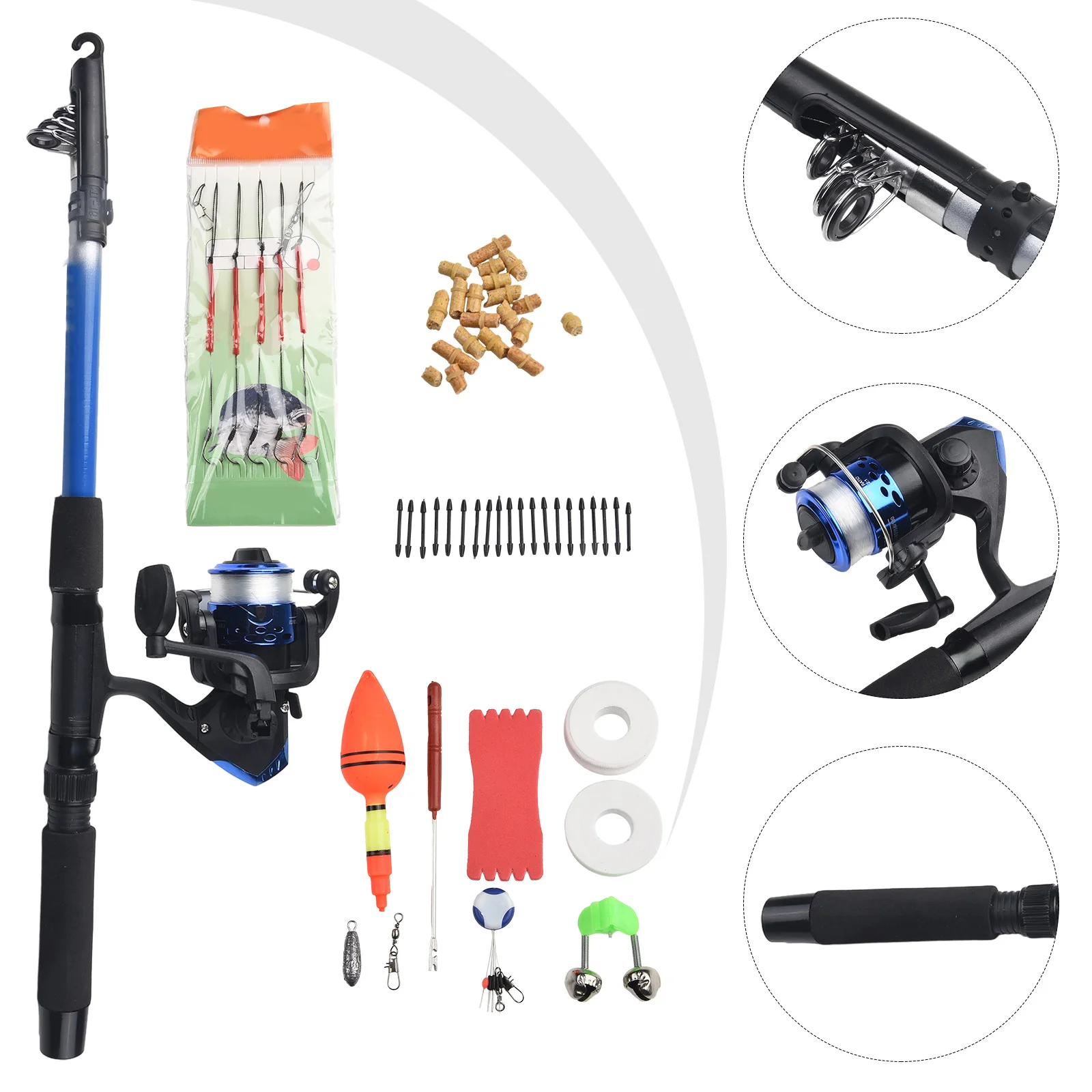 

Multifunctional Fishing Rod Sets 1.8M Fishing Rods & Reels Tackle Sets 5.2:1 Fishing Tackle Kit Suitable For Most Fish