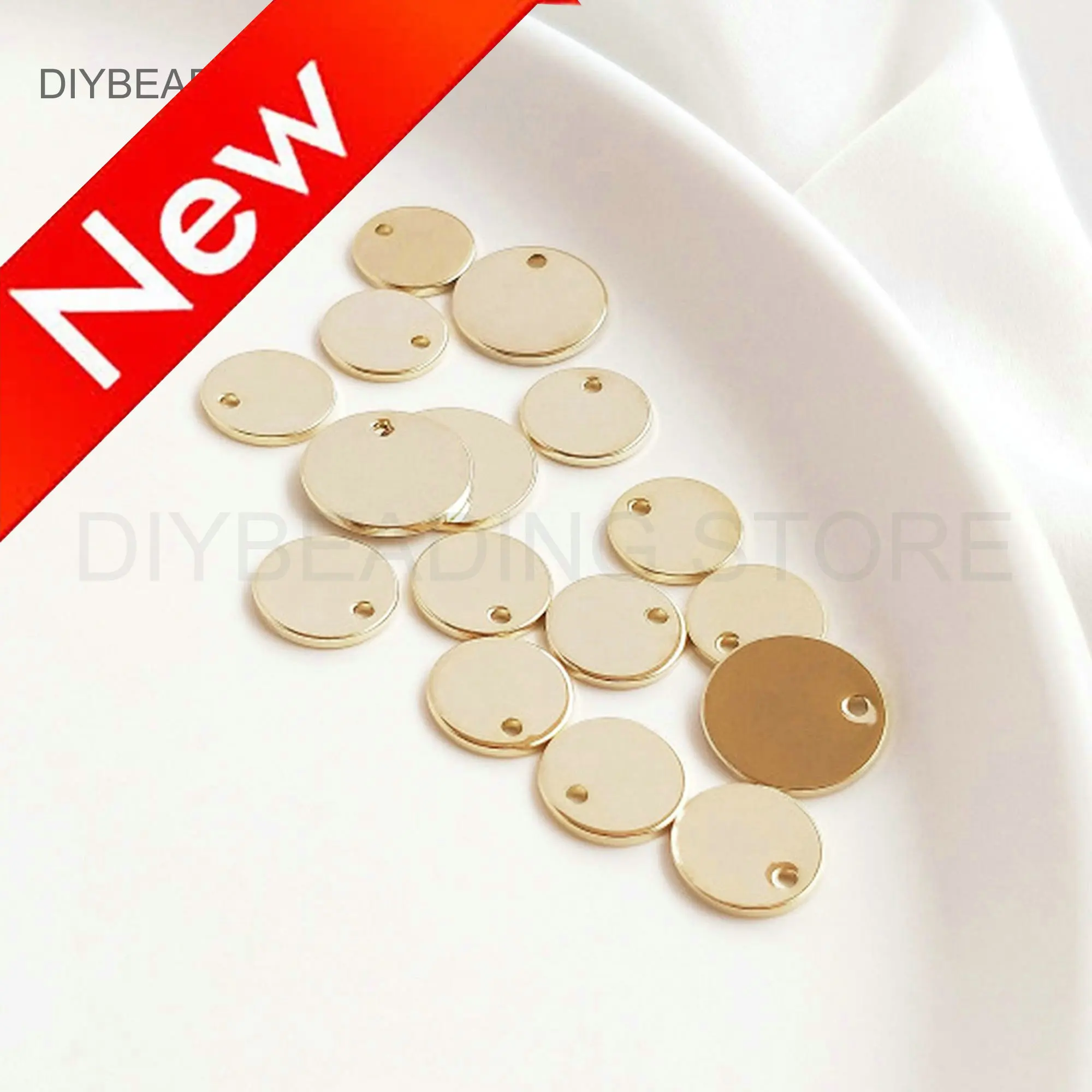 

Gold Blank Stamping Tag for Jewelry Making 14K Gold Plated Brass Flat Disc Small Charm Finding Bulk Wholesale Supply (8/10mm)