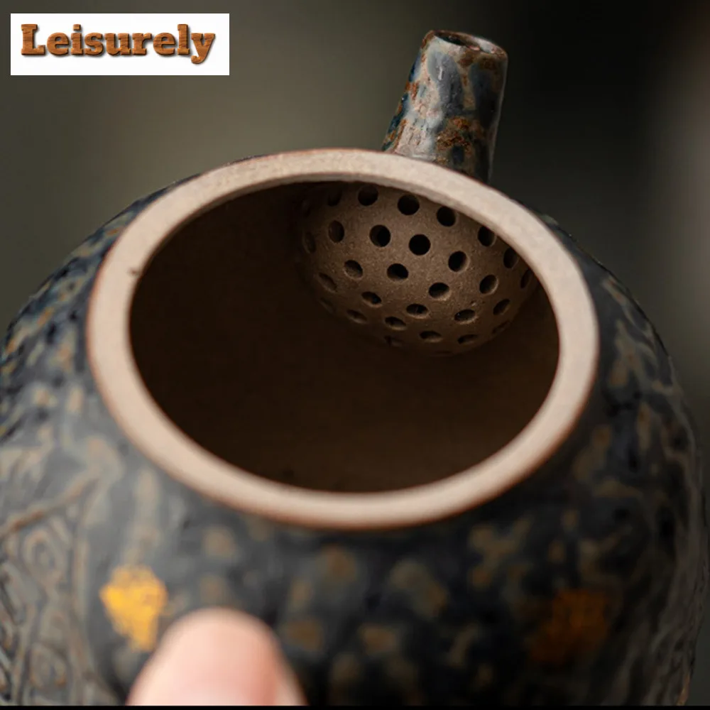 180ml Handmade Old Rock Mud Teapot Japanese Rough Pottery Pot Ancient Tea Maker Kettle Kung Fu Tea Chinese Tea Set Decoration