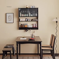 Creative Solid Wood Kitchen Cabinets Wall Mounted Storage Sideboard Nordic Kitchen Furniture Bedroom Glass Closet Kitchen Island 1