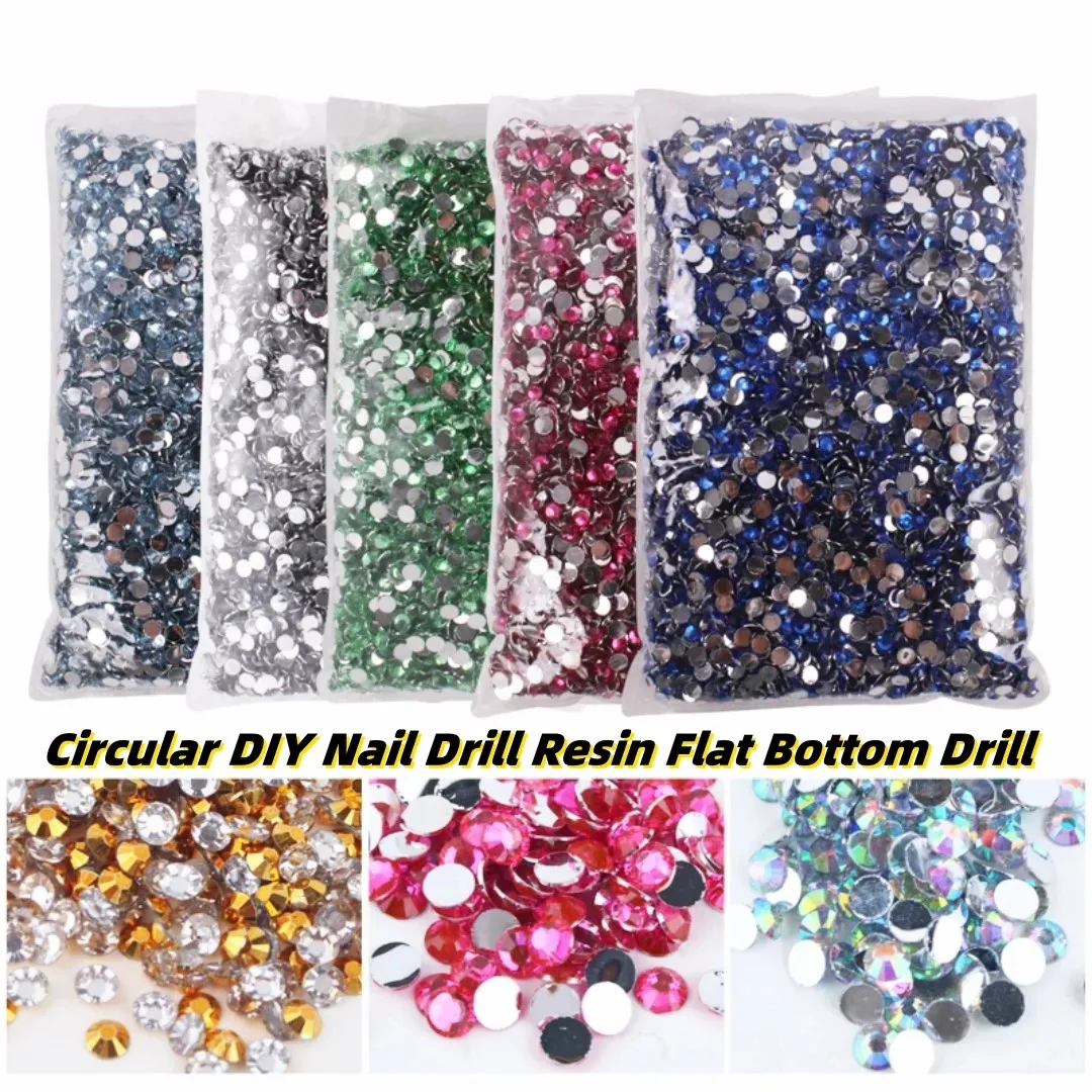 Großhandel 2-6mm Harz-Strass ohne Hitzefixierung, runde DIY-Harz-Flachboden-Kristalldiamanten für Nagelkunst-Dekorationen und Bastelarbeiten