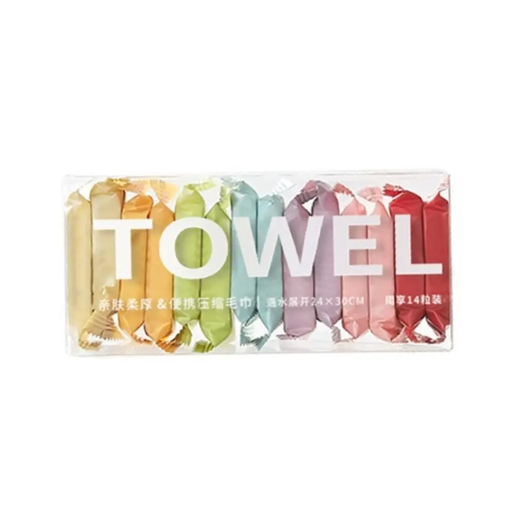 14Pcs Portable Compressed Towel Disposable Quick Drying Makeup Towel Pure Cotton Non-Woven Fabric Water Wet Wipe Travel