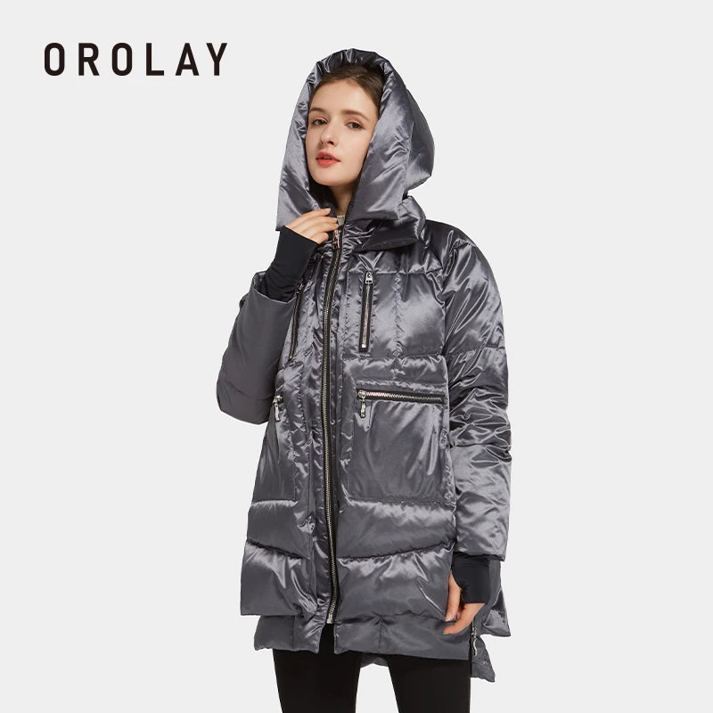 Orolay 여성용 두꺼운 후드 다운 재킷, 느슨한 보온 파카