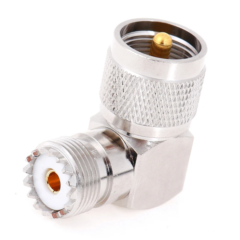 NEW 1 Pc UHF SO-239 Female To UHF PL-259 Male Rht Angle 90 Degree RF Connector Antenna Adapter