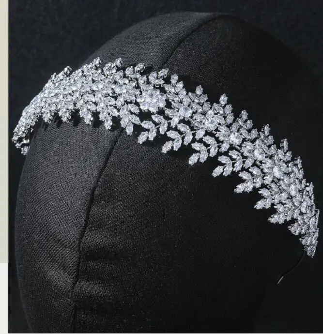 Luxus Braut Stirnbänder Hochzeit Haar Schmuck Zubehör Zirkonia CZ Elegante Braut Tiaras Kronen Für Frauen Prom Kopfschmuck – Detail 2
