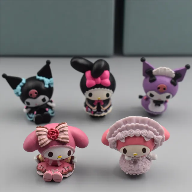 New My Melody Anime Figure Kawaii Melody Kuromi Kt Cat Pvc Action Figures Collection Materials Gifts For Children 1