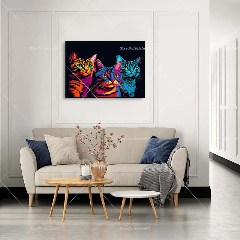 ColorfulAnimal Diamond Painting 5D DIY Full Drill Kit Three Cats Cute Cat Cross Stitch Diamond Embroidery Creative Gift For Kids