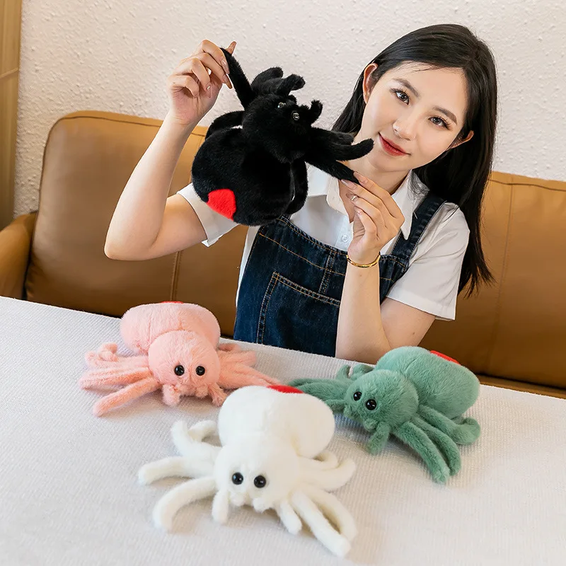 25cm Funny Red Tail Spider Plush Toy Spoof Doll Family Decoration Children Toys Holiday Gift