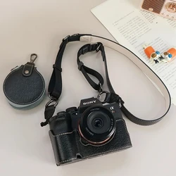 Enhanced Camera Half Case Baseplate with Cover Protector and Shoulder Strap - Universal Design - Base Strap (Black)