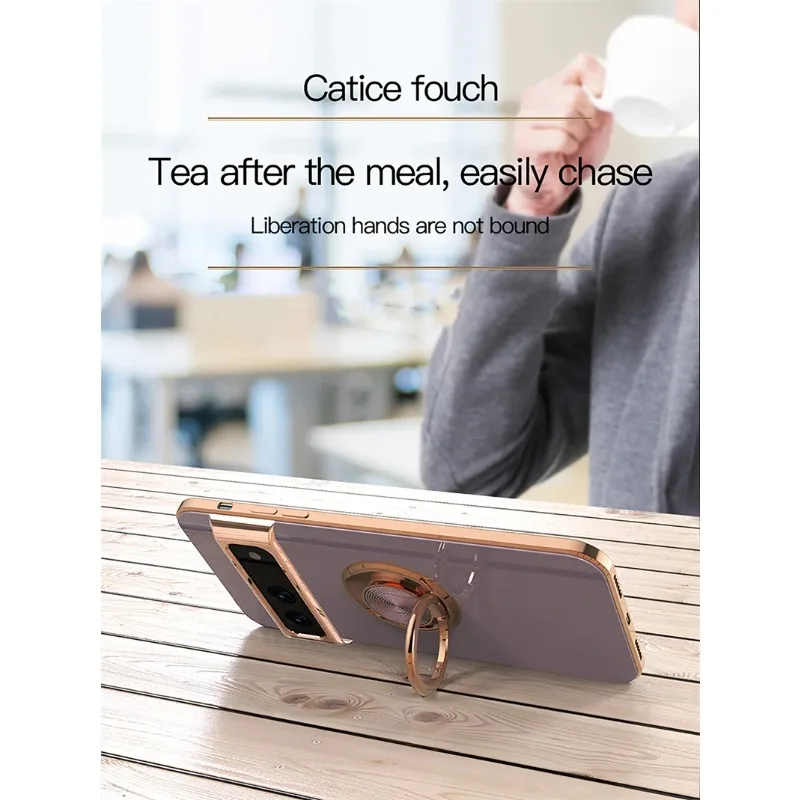 Stylish Plating Soft Silicon Shockproof Case with Car Magnetic Ring Bracket