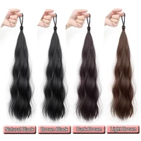 Extensions capillaires synthétiques longues et ondulées, queue de cheval à enroulement automatique, avec élastique en caoutchouc tressé, pour femmes, augmente les cheveux 6