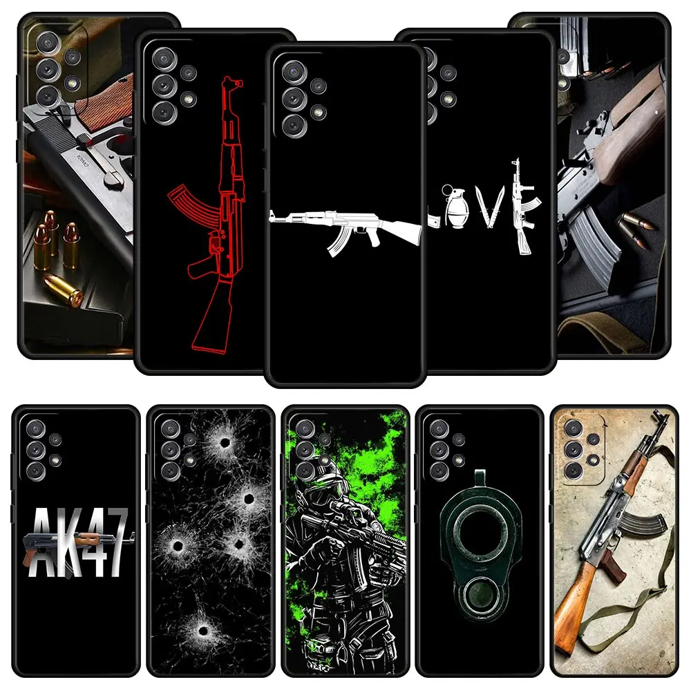 

AK47 Handgun Gun BUllets For Samsung Galaxy A51 A71 A21S A12 A11 A31 A41 A01 A03s A52 A32 A22 A13 A23 A33 A53 A73 5G Phone Case