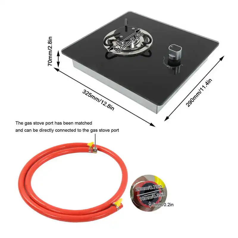 RV Gas Stove Tempered Glass Panel Kitchen Gas Hob Easy To Clean Even Heat for Yacht Caravan Boat