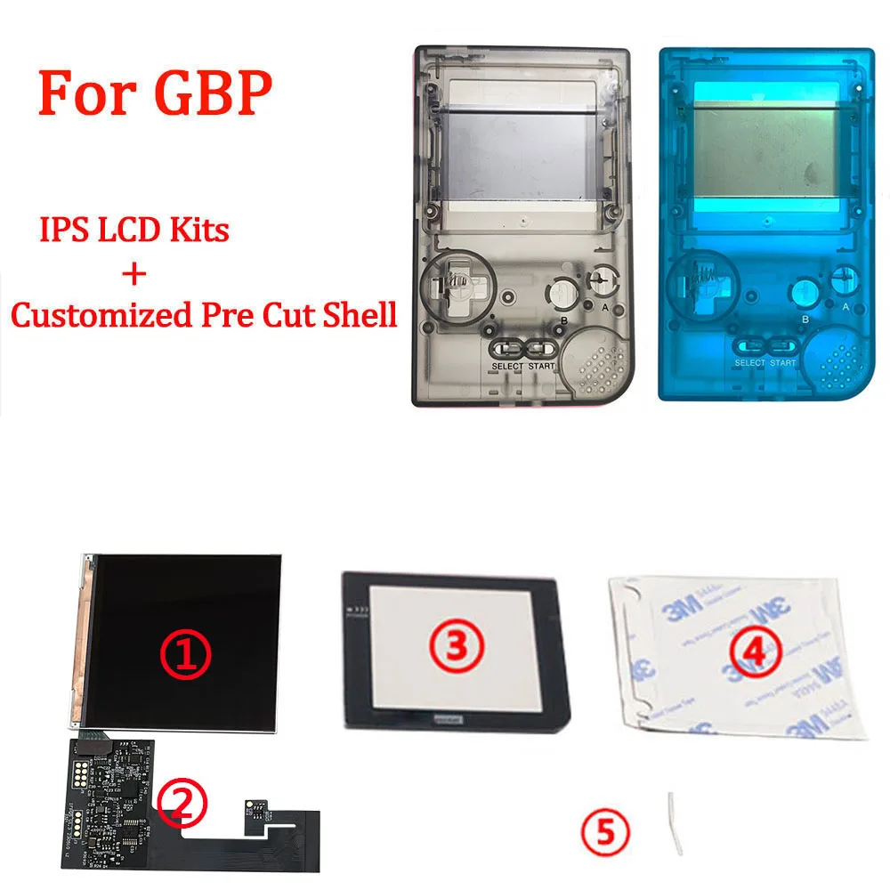 すぐ遊べるセット！ゲームボーイ ポケット LCD液晶交換　新品シェル 新しいカスタマイズされたハウジングシェルセットとgbpのための