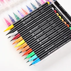 Ensemble de dessin à pointe souple, 12/24/36 couleurs, marqueur artistique de haute qualité, stylo à aquarelle Non toxique, croquis, brosse à l'huile, fournitures d'art 
