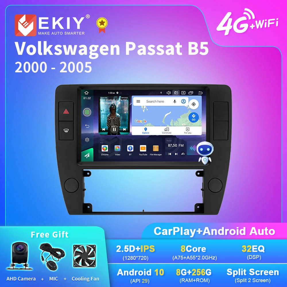 Автомагнитола EKIY Q7 DSP Android 10 для Volkswagen Passat B5 2000-2005 AI Voice мультимедийный видеоплеер