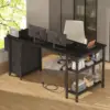 L Shaped Gaming Desk with Drawers  Storage Shelves  63 Inch Corner Computer Desk with Power Outlet for Home Office Bedroom  L Sh 4