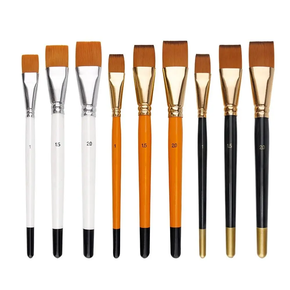 3PCS/Set Oil Painting Brush 3Color Big Flat Head Short Rod Set Nylon Hair Painting Watercolor Brush Artist Brushes painting brushes blending brush