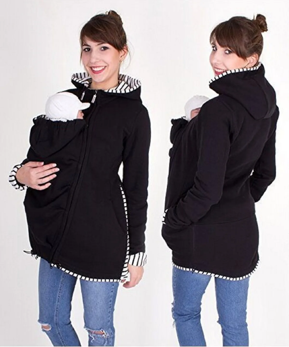 Maternity Clothes Daddy Mom Kangaroo Baby Carrier Jacket Coat Hoodies Fall Winter Casual Carry Baby Hooded Sweatshirts Outerwear